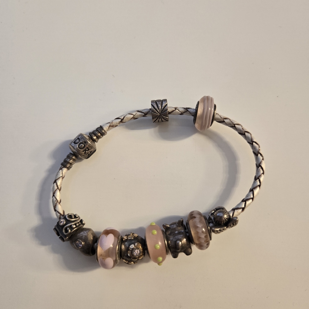 Pandora Silver and Pink Charm Bracelet